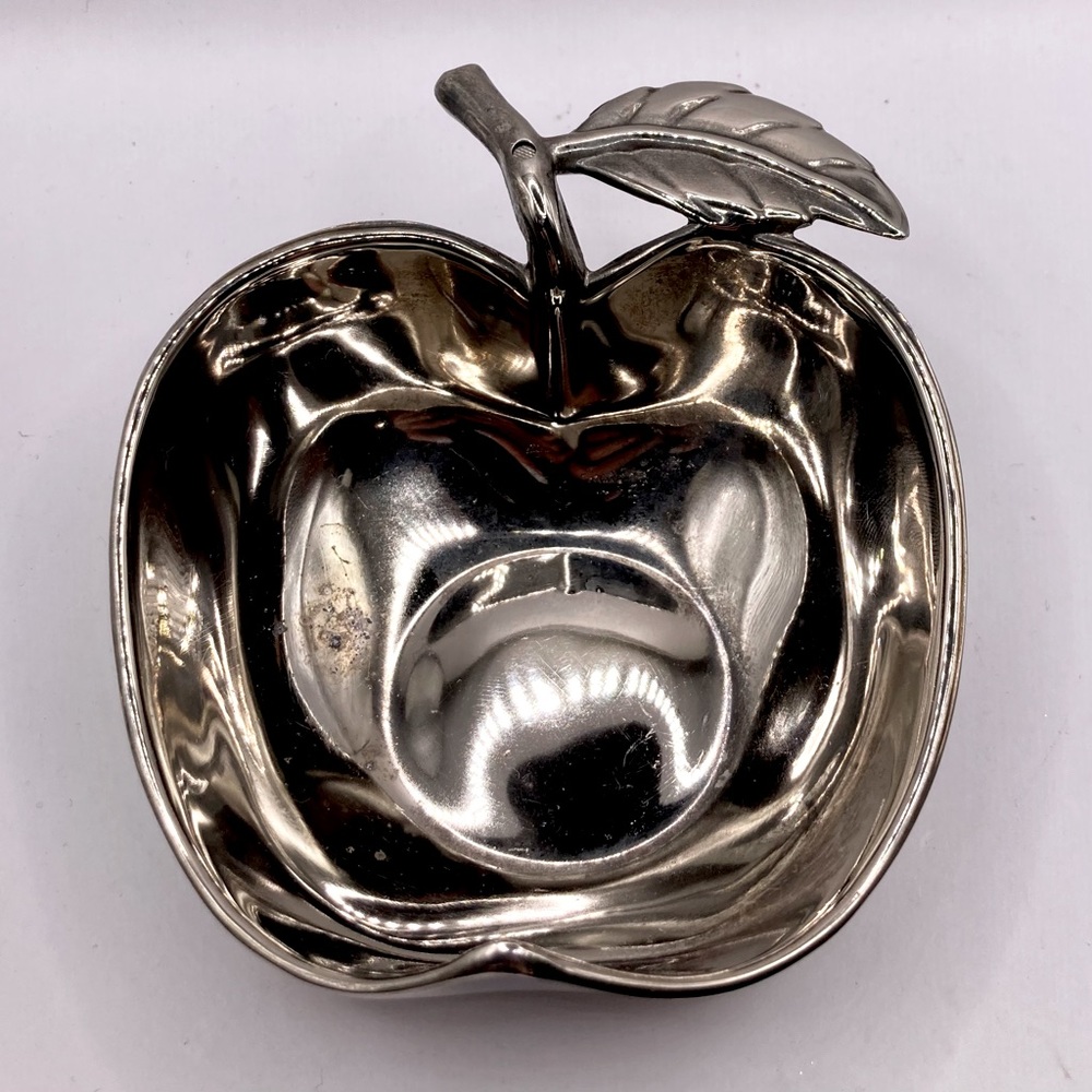 Silver Plate Apple Trinket Dish Apple Shaped Silverplated Dish